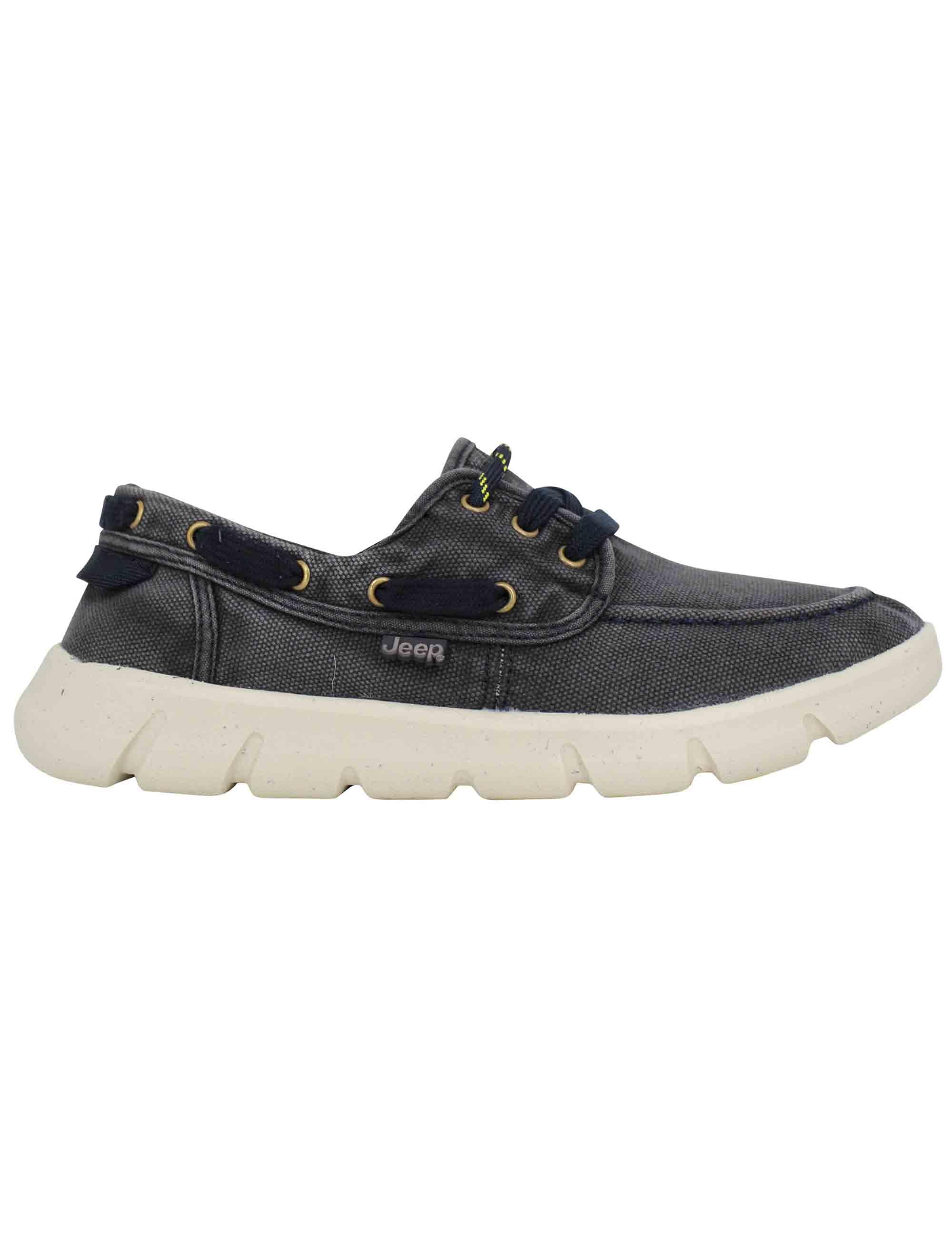 Stringate uomo tabasco boat in tessuto blu con suola ultra leggera JM41031A 016 Jeep 