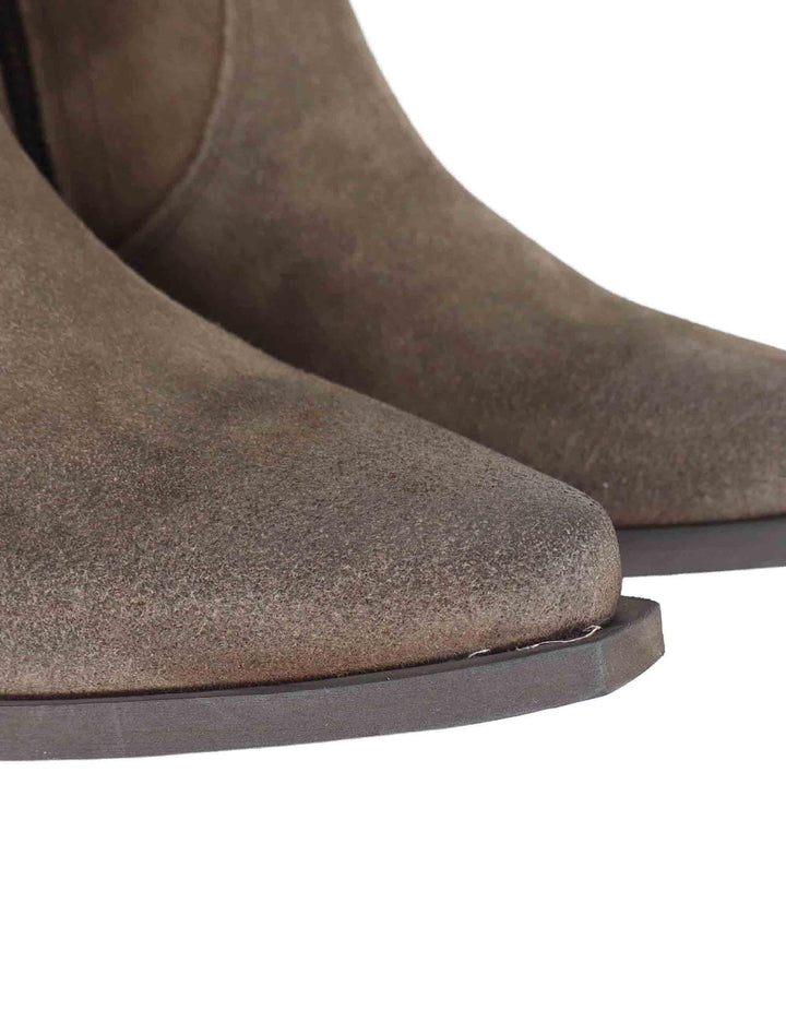 Stivaletti texani donna realizzati in crosta vintage taupe e tacco messicano SPDX380 014 Spatarella 