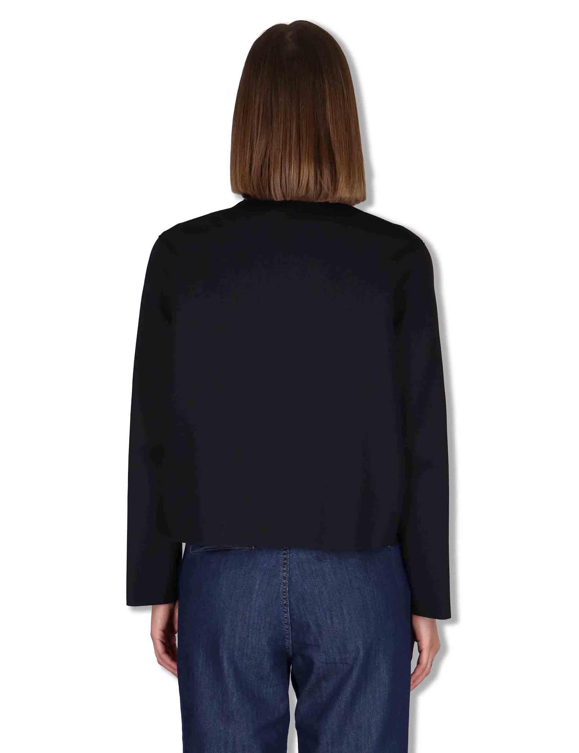 Giubbini donna in tessuto stretch nero con bottoni a scomparsa 50260008 017 Ewooluzione 