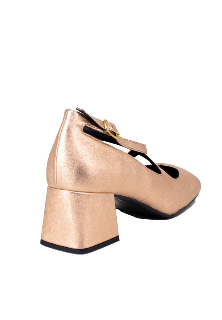 Décolleté donna in pelle laminata salmone con doppio cinturino e punta quadra SR550 015 Spatarella 