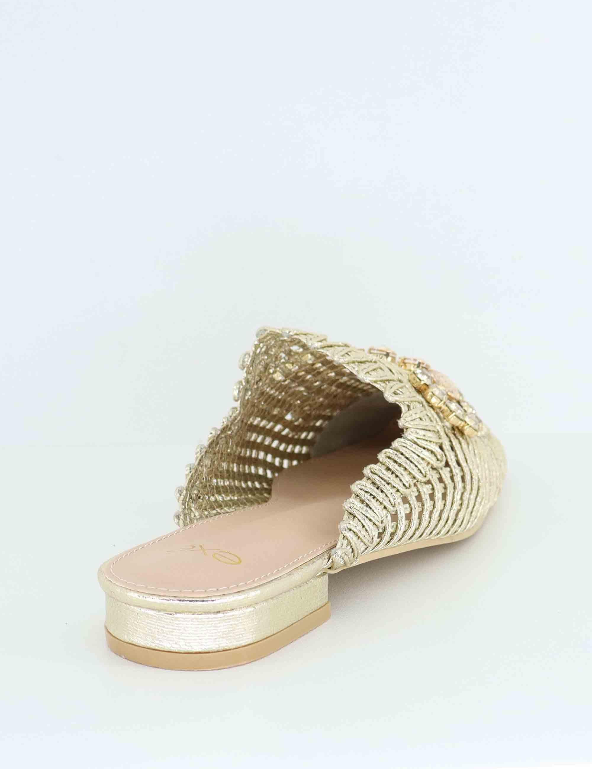 Mule donna in tessuto oro con morsetto U439W0811L46 23008-A1 Exe 