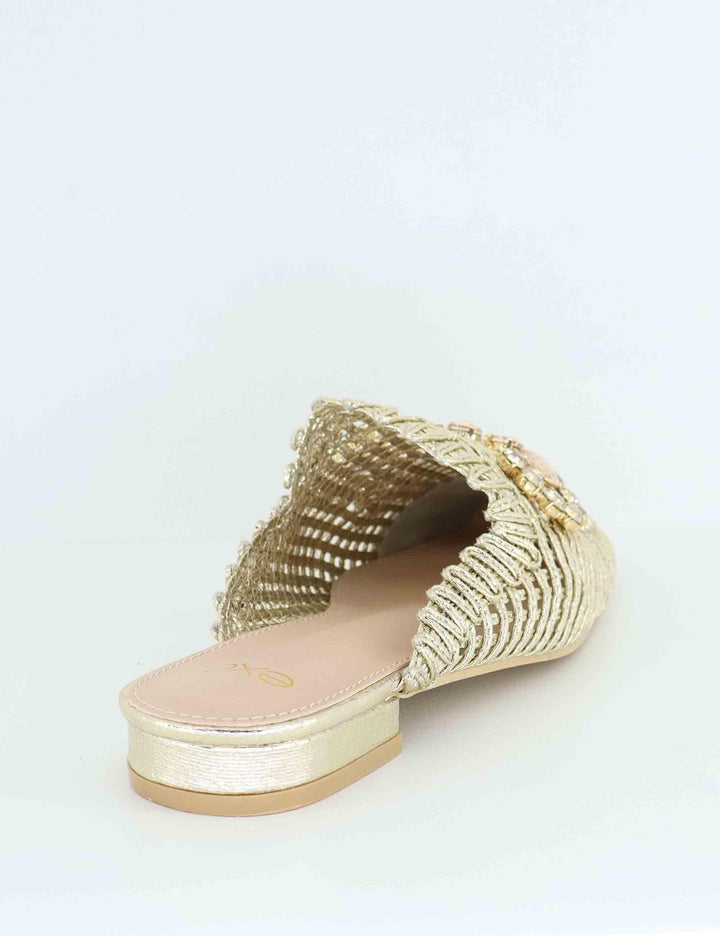 Mule donna in tessuto oro con morsetto U439W0811L46 23008-A1 Exe 