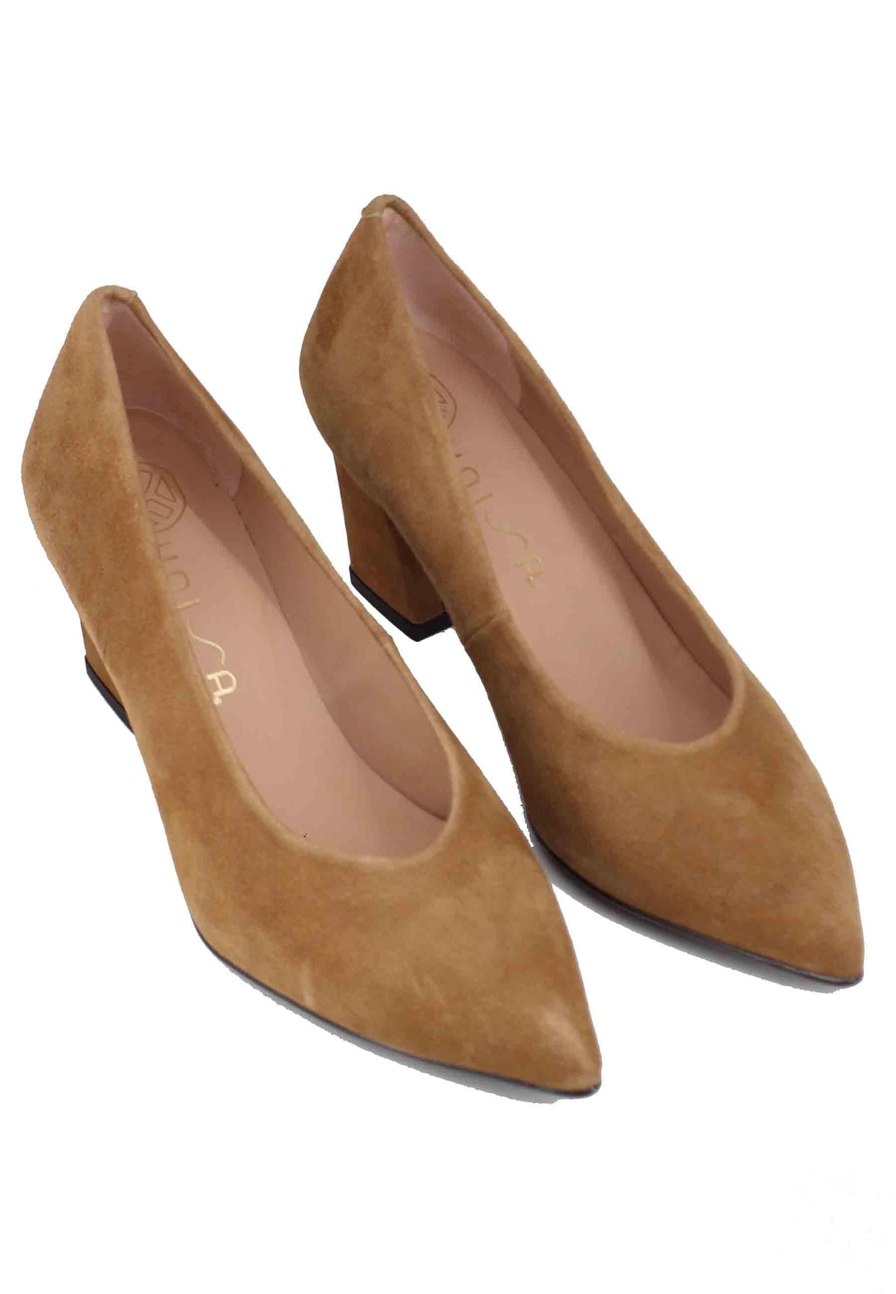 Decollete donna in camoscio cammello KRAMP KS DARK CAMEL Unisa 