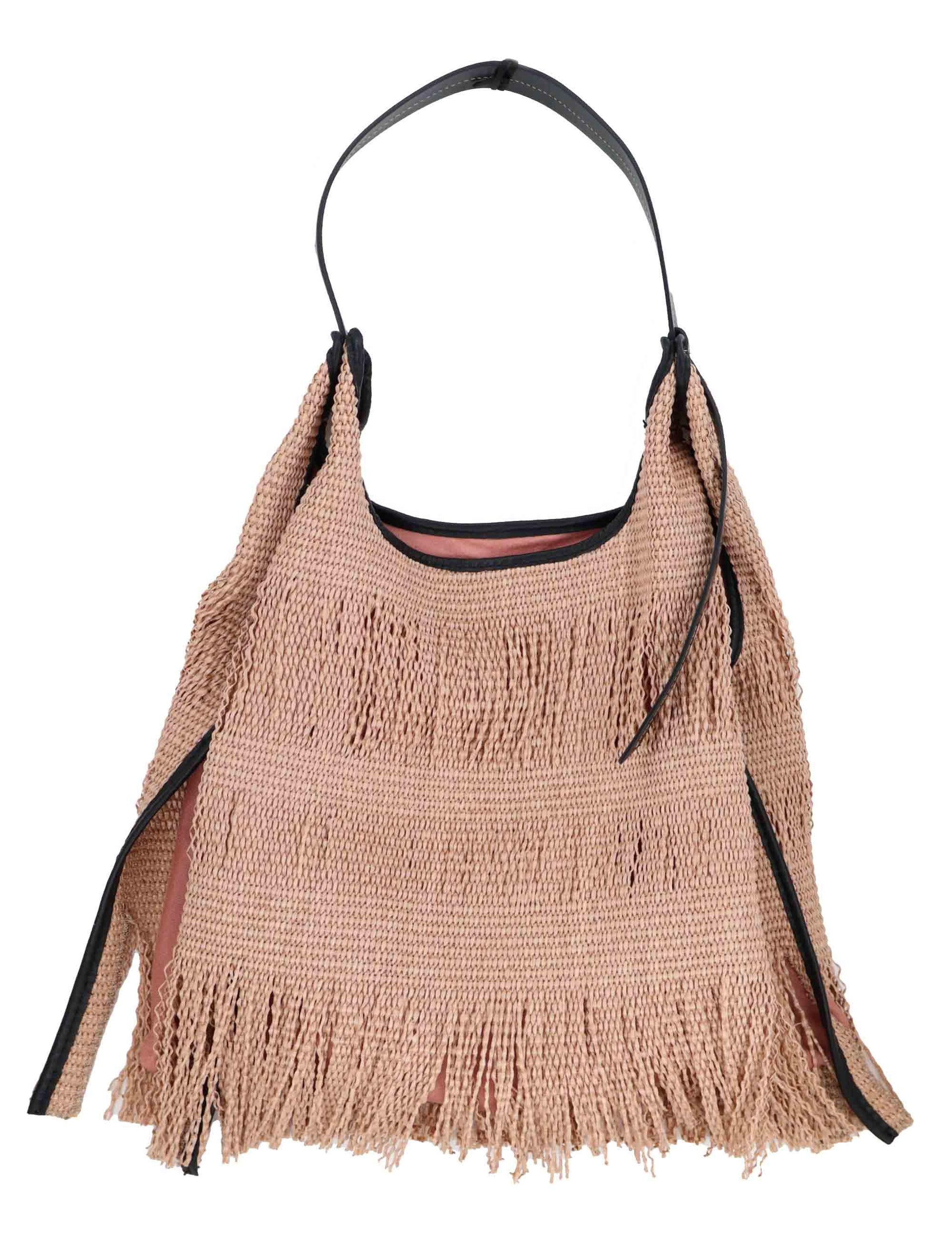 Borse donna in rafia rosa con manico a spalla PICASSO FRANGE 089 Anita Bilardi 