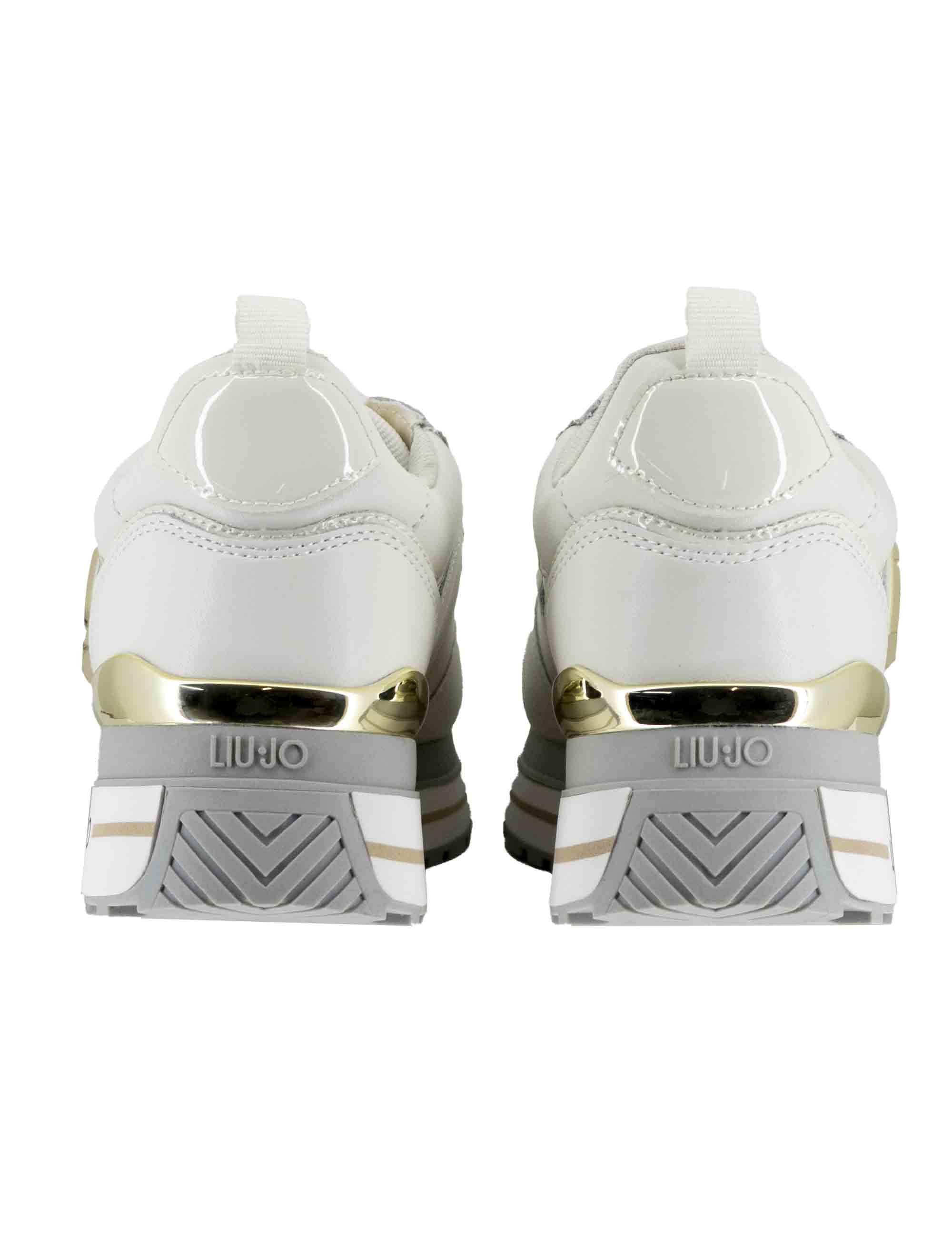 Sneakers donna Maxi Wonder 01 in pelle off white con suola alta 5,5 cm BF5009P0102S1400 Off White Liu-Jo 