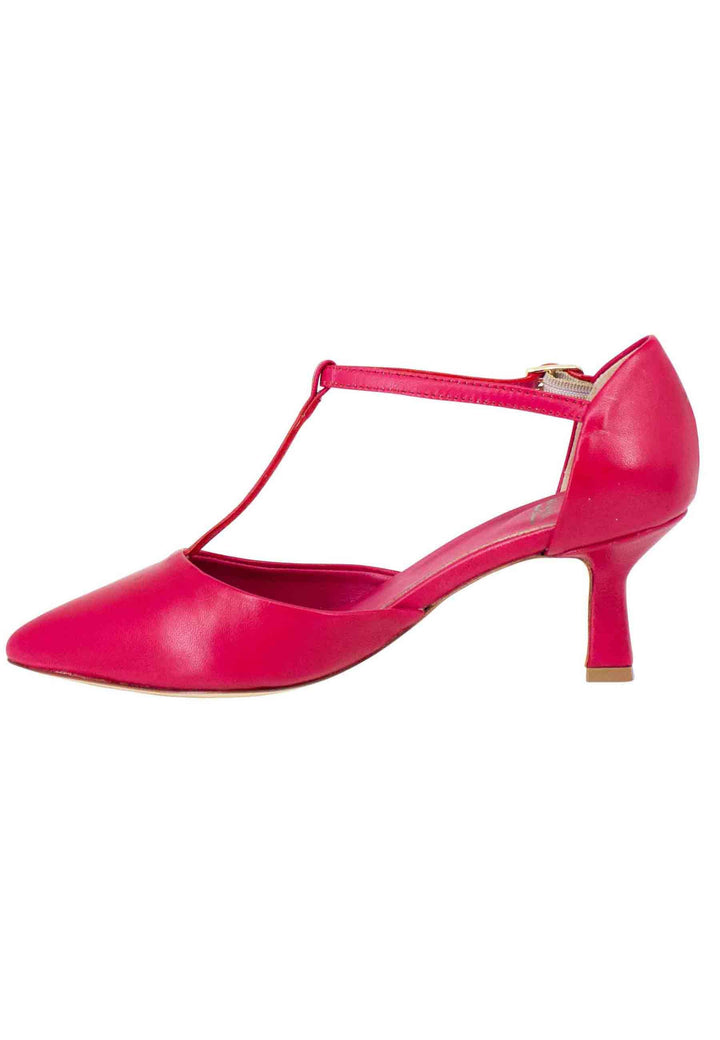 Decollete donna in pelle rossa con cinturino e punta chiusa TG1501 017 L'Arianna 