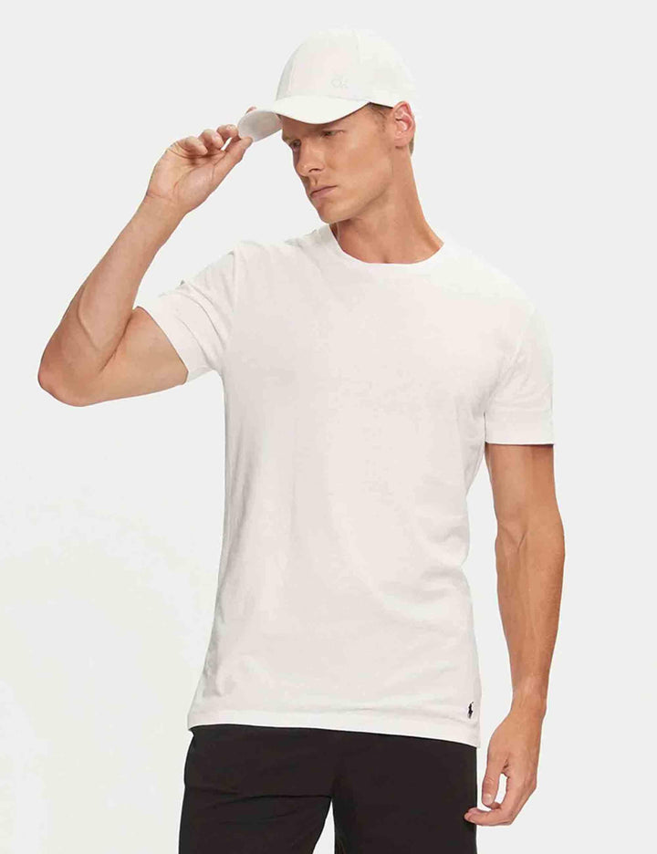 T-shirt uomo Classic Crew in cotone bianco con logo ricamato Set di 3 714830304003 WHITE Polo Ralph Lauren 