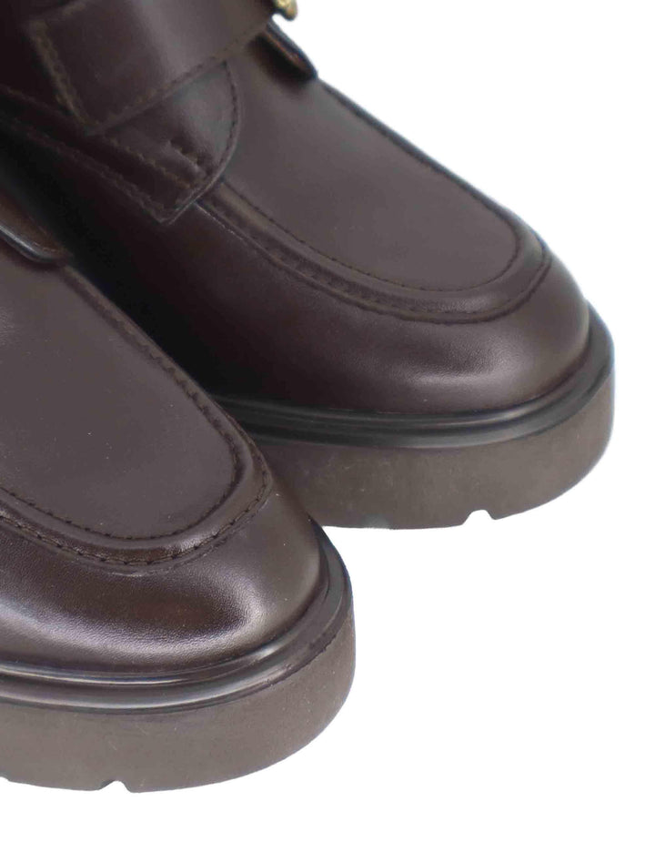 Mocassini donna in pelle testa di moro con fibbia laterale KILLEN STT WENGUE Unisa 