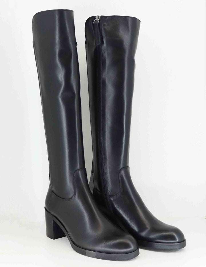 Stivali donna in pelle nera con elastico posteriore e tacco alto SPST3001 001 Spatarella 