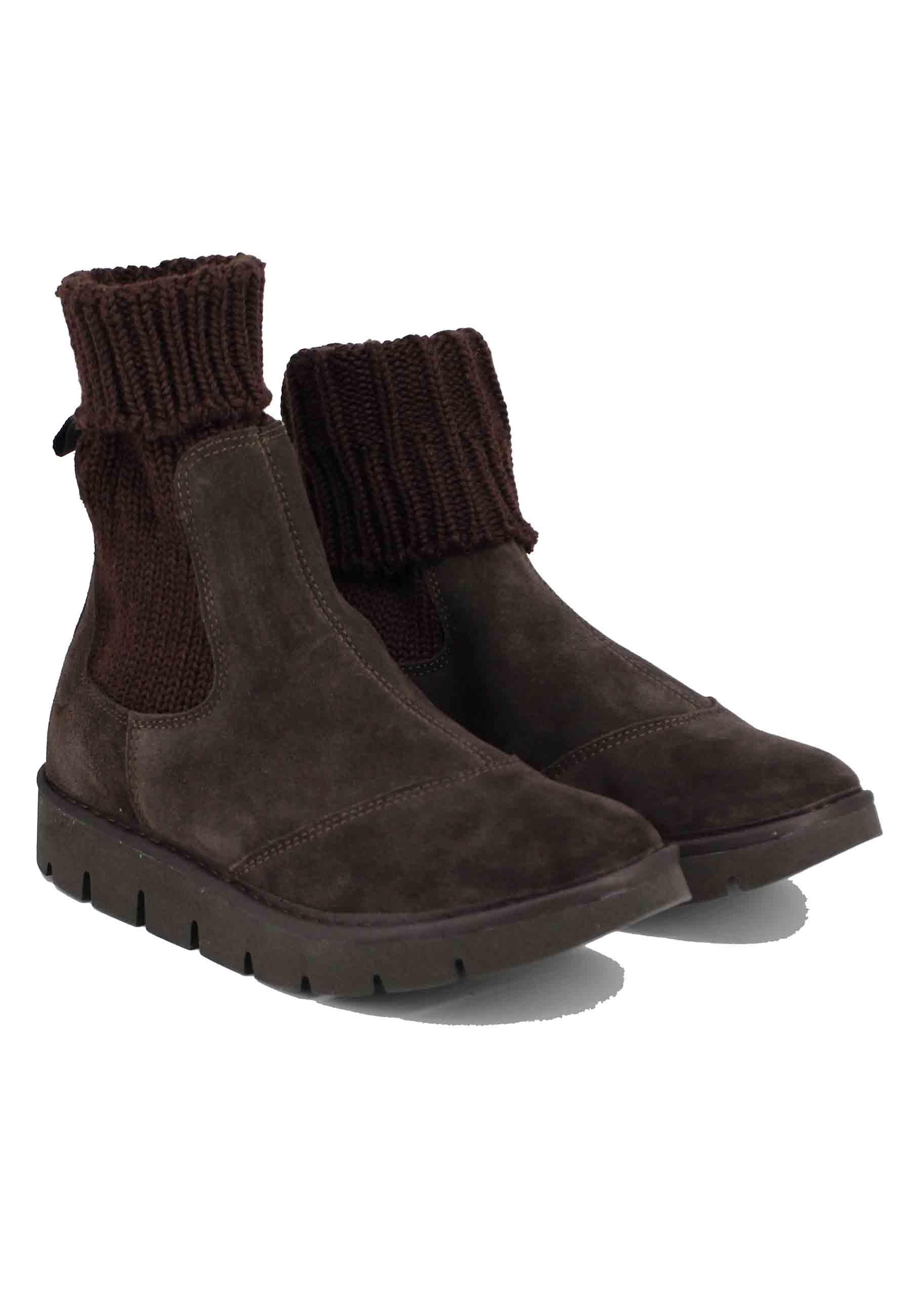 Sneakers donna a stivaletto in camoscio testa di moro P05 W006-0048D009 Panchic 