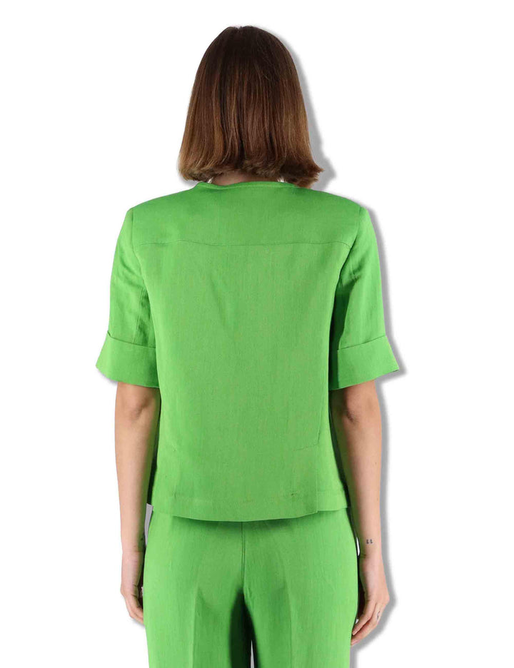 Giacche donna Timeless Linen in lino verde con maniche 3/4 JD648140106 60131 Maliparmi 