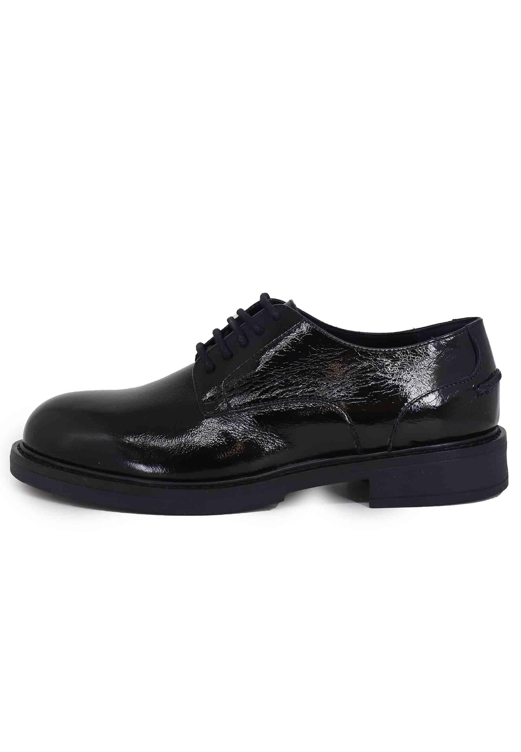 Stringate donna in pelle naplack nero con suola in gomma e tacco basso BG0104 001 Bruno Premi 