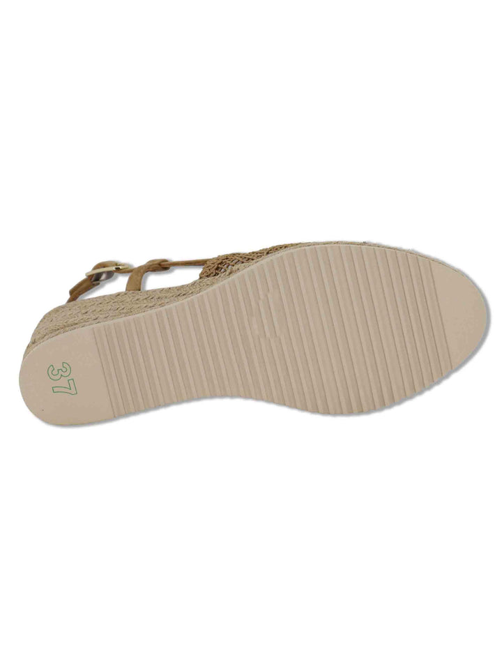 Sandali espadrillas donna in tessuto e camoscio taupe con zeppa in corda CHABI KS MISTRAL Unisa 