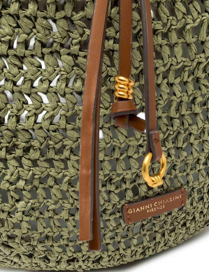 Borse donna Nefeli monospalla in paglia verde con chiusura cordoncino BS11954 COMM STR-CRCH 11730 Gianni Chiarini 