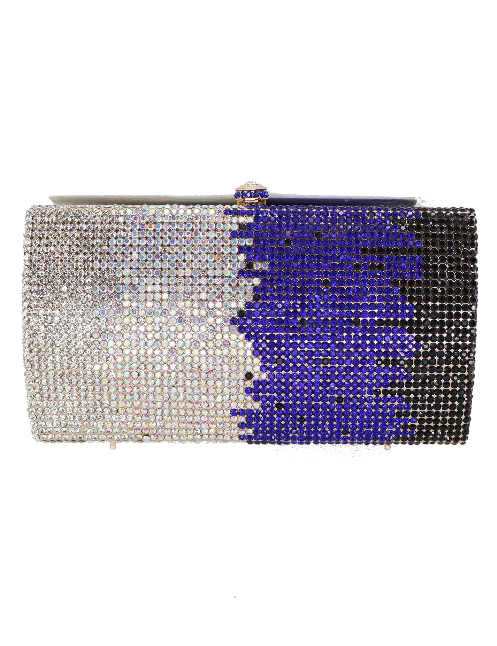 Clutch donna in strass blu con tracolla ACA0199 BLU Anna Cecere 