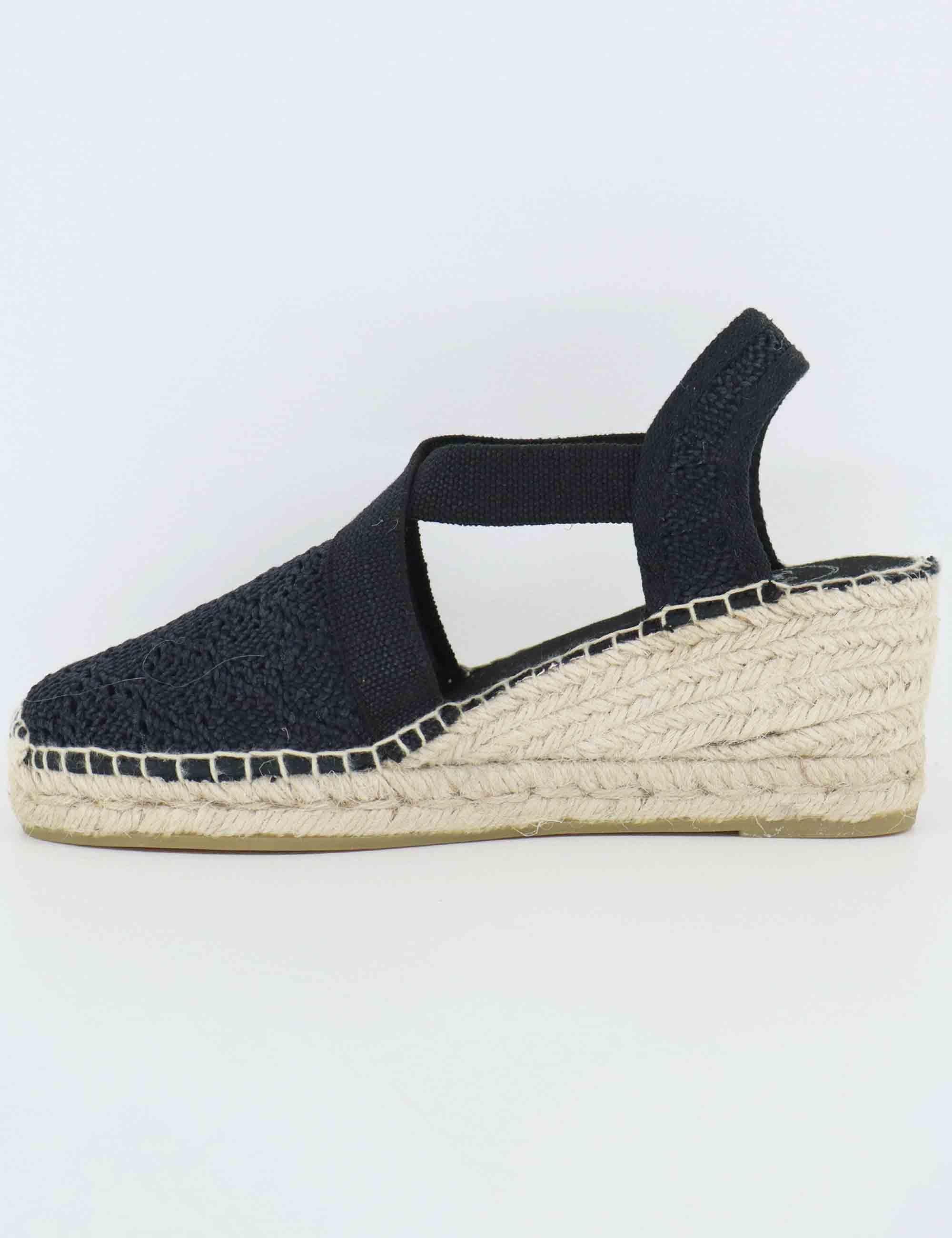Sandali espadrillas donna in tessuto nero con elastici Terra Negre Toni Pons 