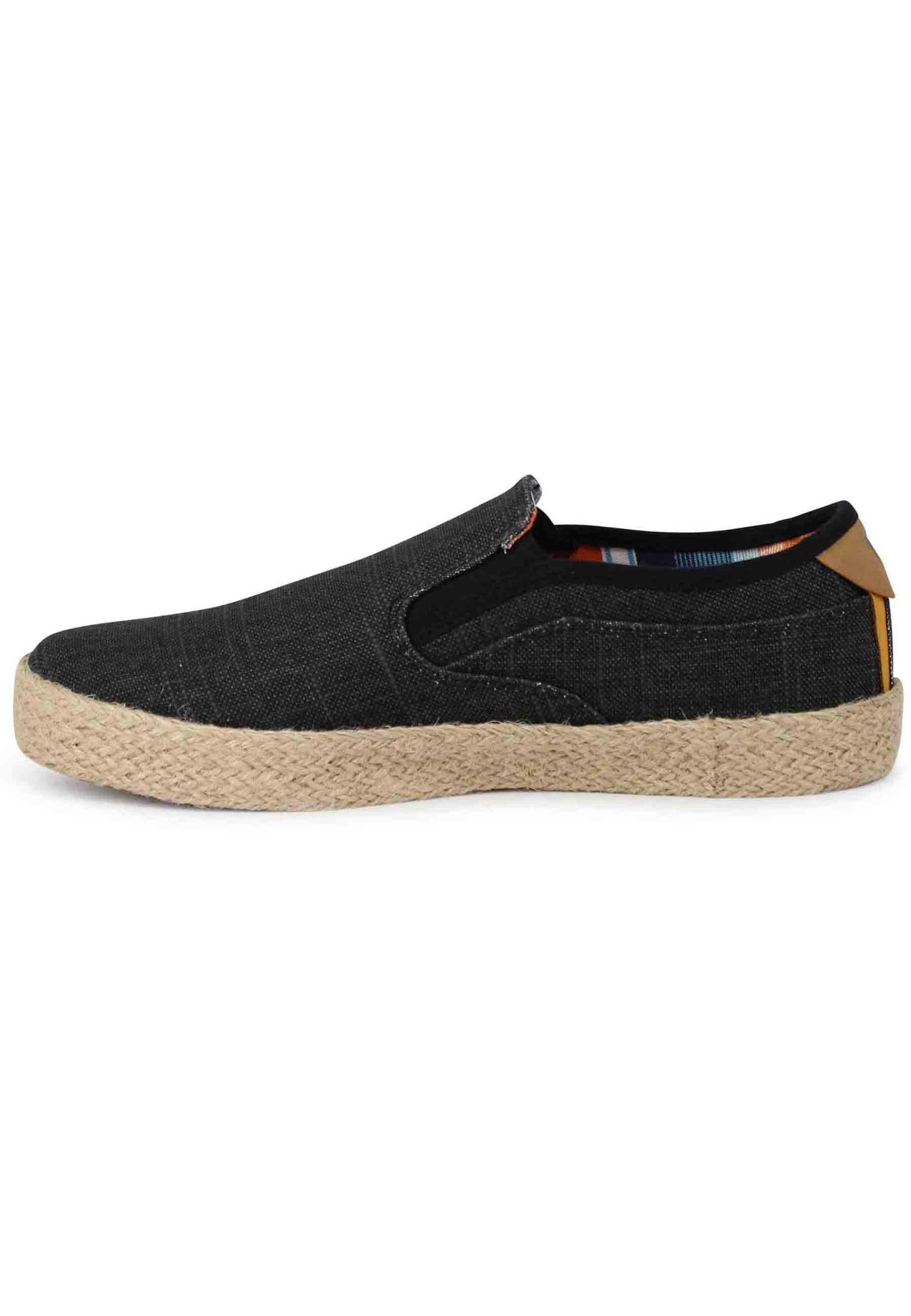 Mocassini uomo Calypso Slip On Rope in tessuto nero con suola in corda WM31033A 062 Wrangler 