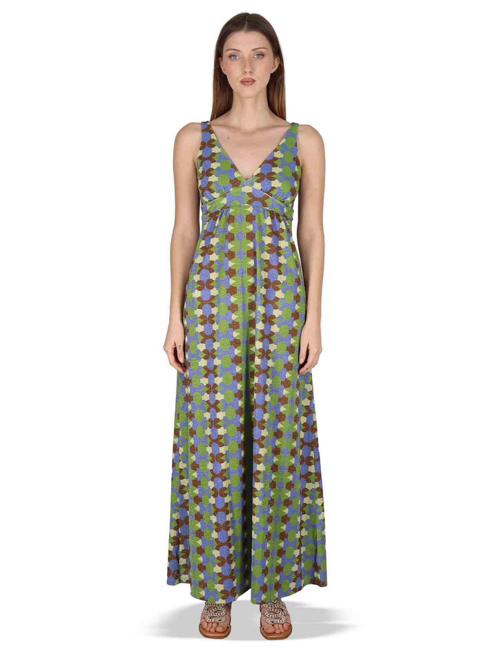 Abiti donna Empire Dress in jersey stampato turchese a fantasia JABAB0001-F1505-1261 6090 Justmine 