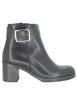 Women's SPTR2002 001 Black Leather Ankle Boots with Gold Buckle