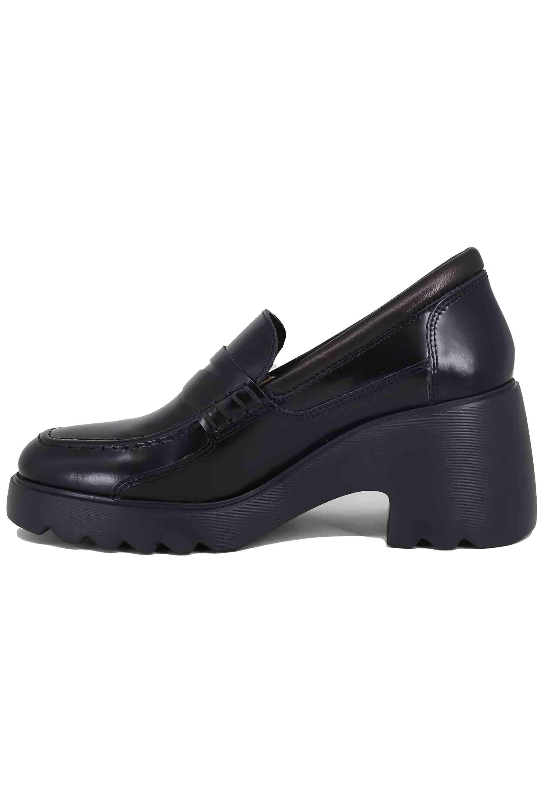 Mocassini donna in pelle nera con suola alta in gomma LAGER NTO BLACK SIVATOBLACK Unisa 
