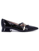 Escarpins femme en cuir noir, talon bas, modèle Donna BHI243567 C003