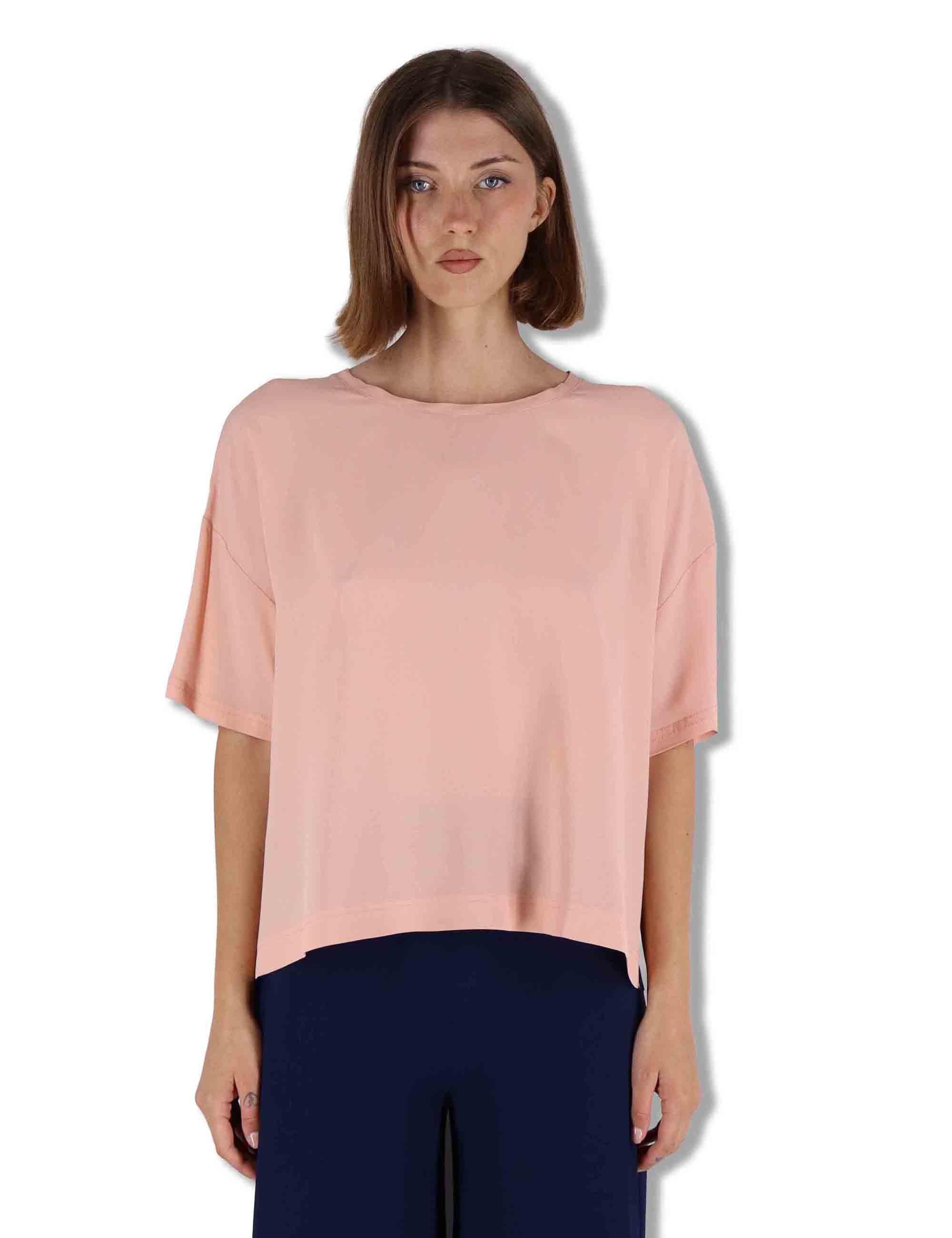 Camicie donna Fluid Crepe in misto seta rosa maniche a 3/4 JM440050672 32001 Maliparmi 