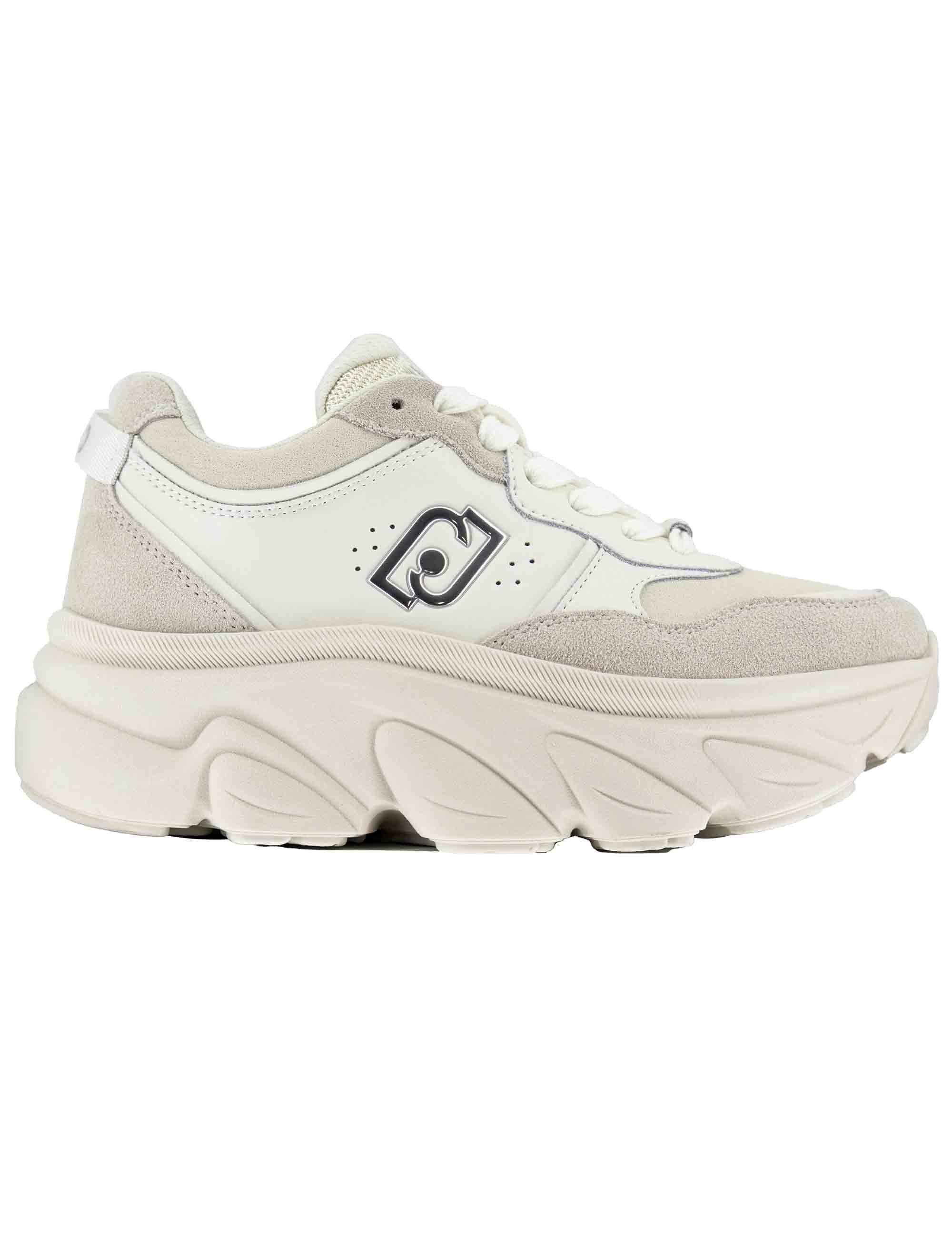 Sneakers donna Steffy 01 in pelle off white con suola alta in gomma 5 cm BF5061P0304S1400 Off White Liu-Jo 