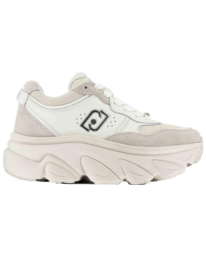 Sneakers donna Steffy 01 in pelle off white con suola alta in gomma 5 cm BF5061P0304S1400 Off White Liu-Jo 