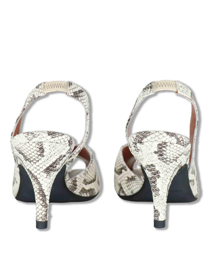 Sandali donna slingback in pelle bianca stampata con tacco alto E401 078 Les Venues 
