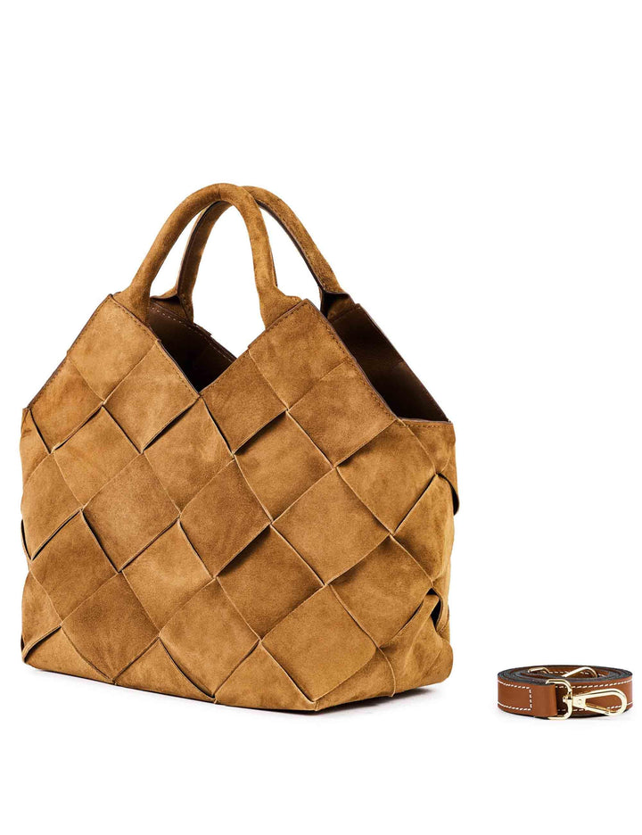 Borse donna in camoscio cuoio intrecciato con manici e tracolla BENNY A02 Via Mail Bag 