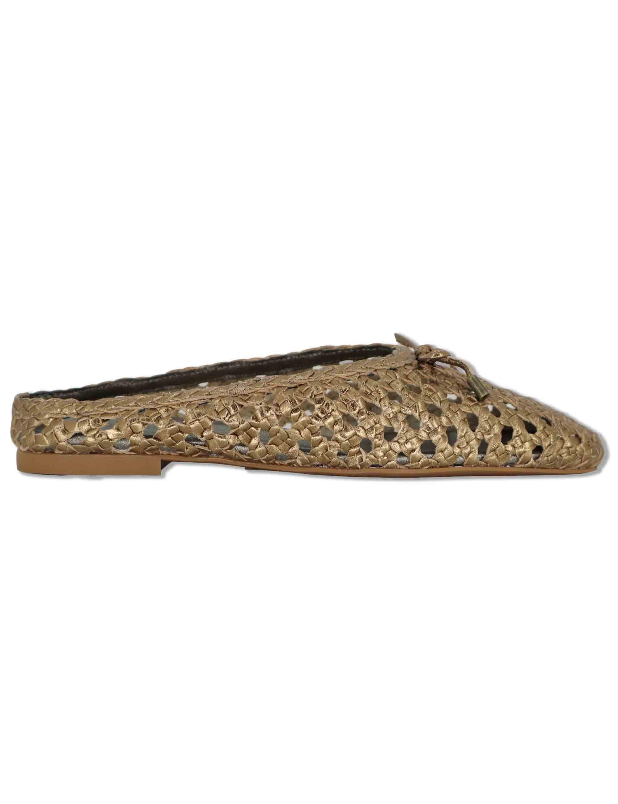 Sabot donna in pelle intrecciata taupe con tacco basso e punta tonda BAELO SHF MUMM Unisa 