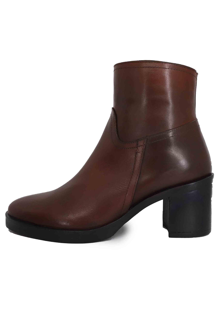 Stivaletti donna in pelle marrone con tacco e suola in gomma SPTR951 012 Spatarella 