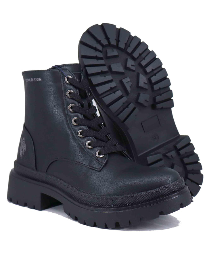 Stivaletti stringati donna in eco pelle nera BYKER001W DU1 U.S. Polo Assn. 