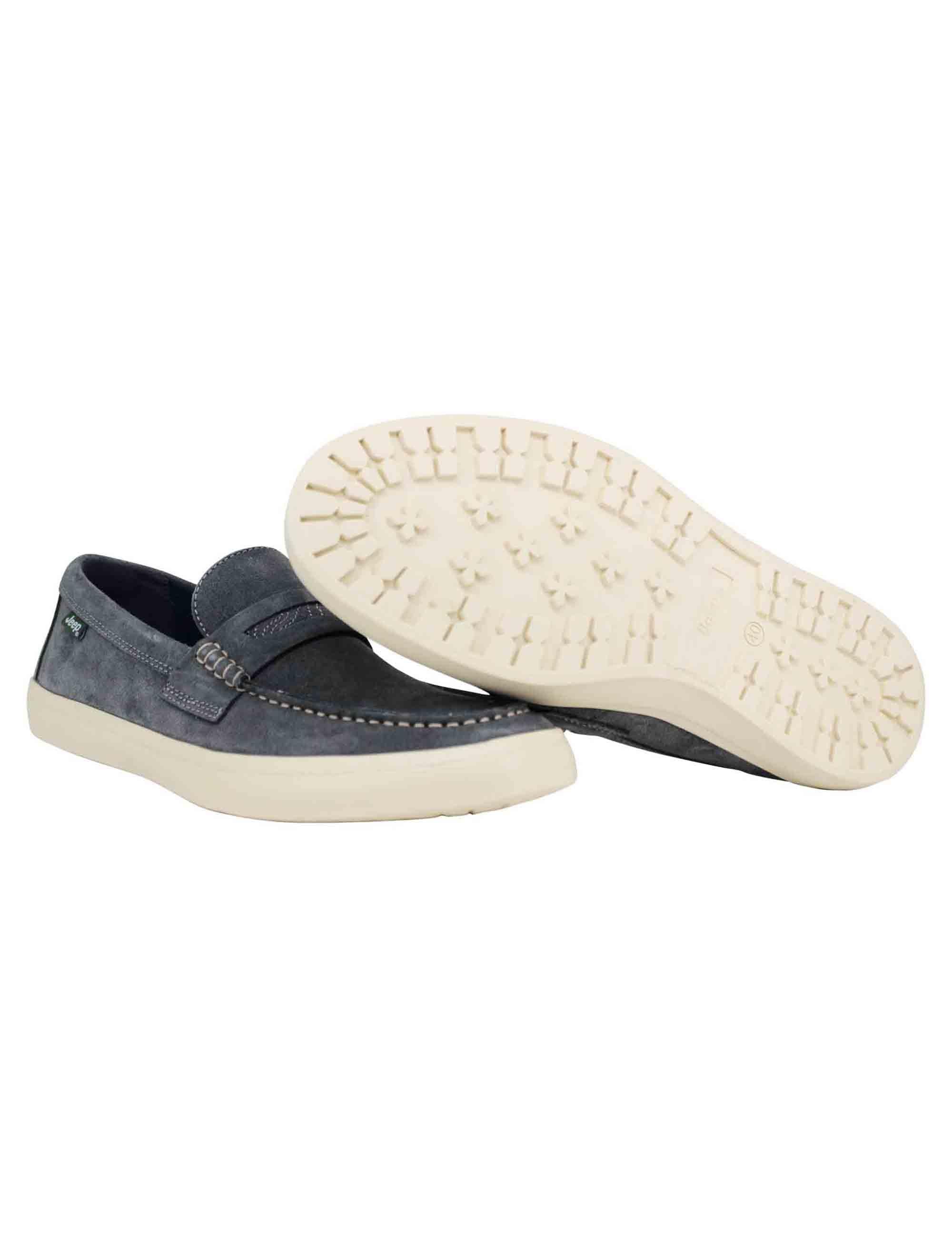 Mocassini uomo Moki Suede in camoscio grigio con suola in gomma bianca JM41111A 055 Jeep 