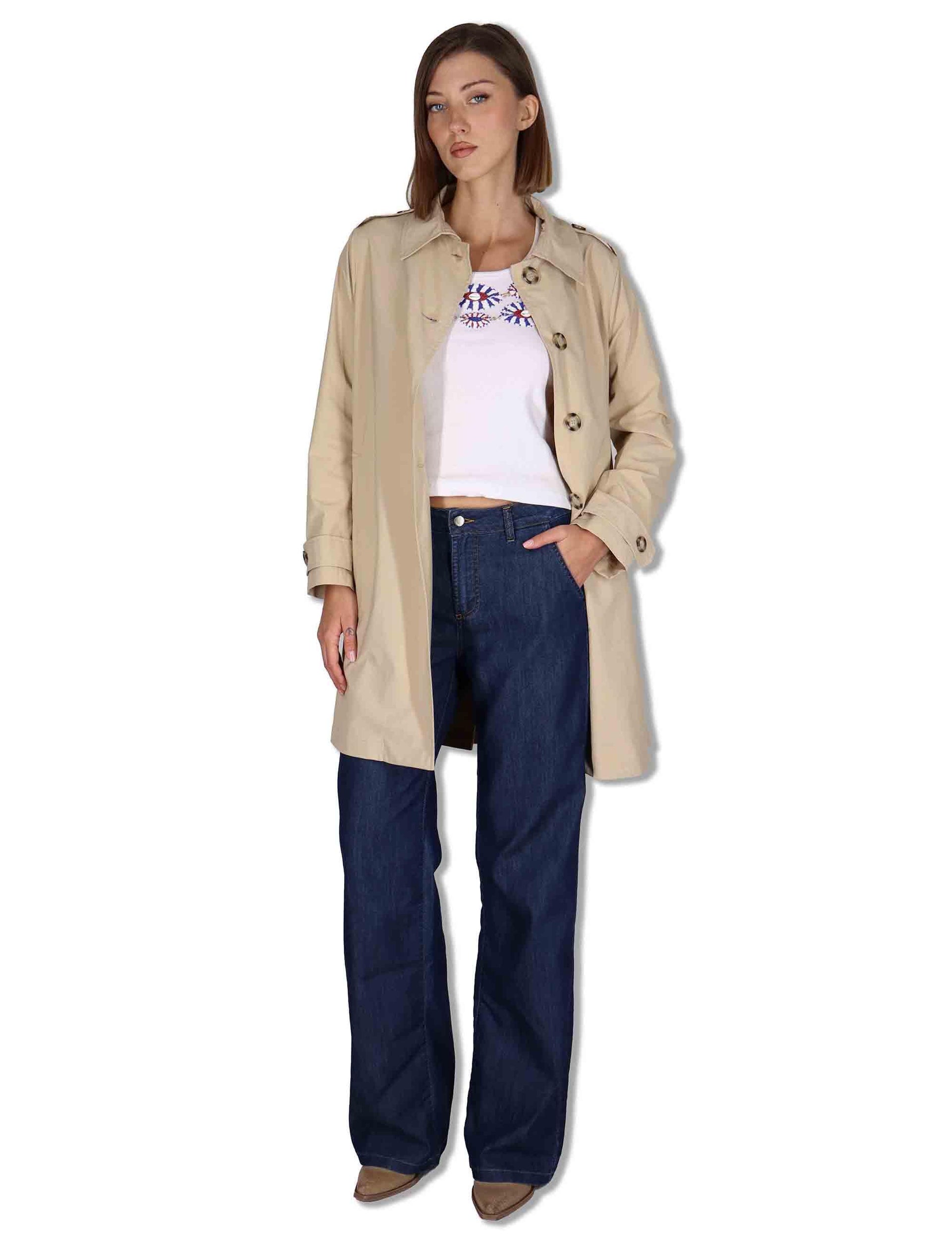 Cappottino trench donna Pisanello monopetto loden naturale 50260011 031 Ewooluzione 