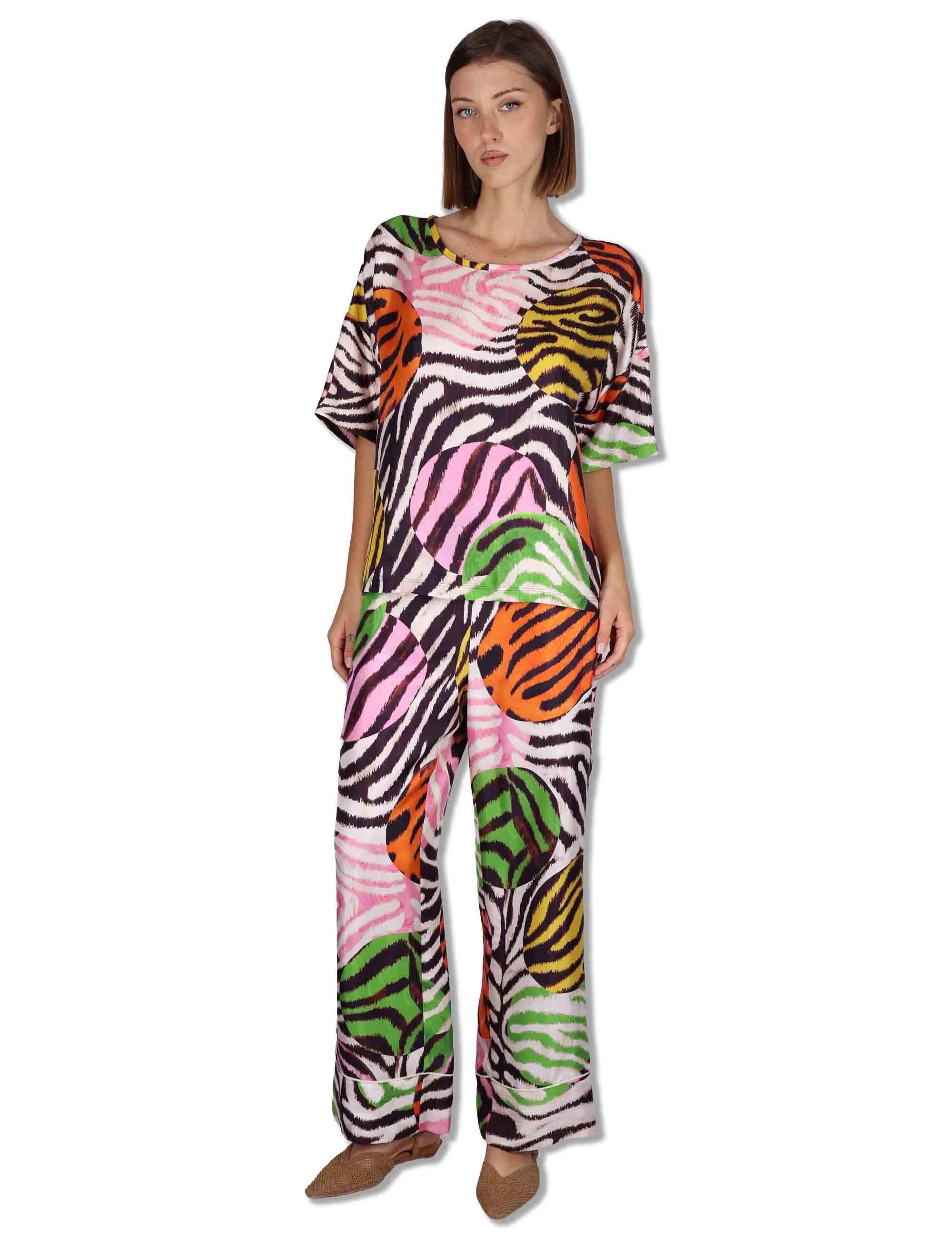 Camicie donna Collection Print in seta bianca a fantasia con maniche a 3/4 JM559031027 B1141 Maliparmi 