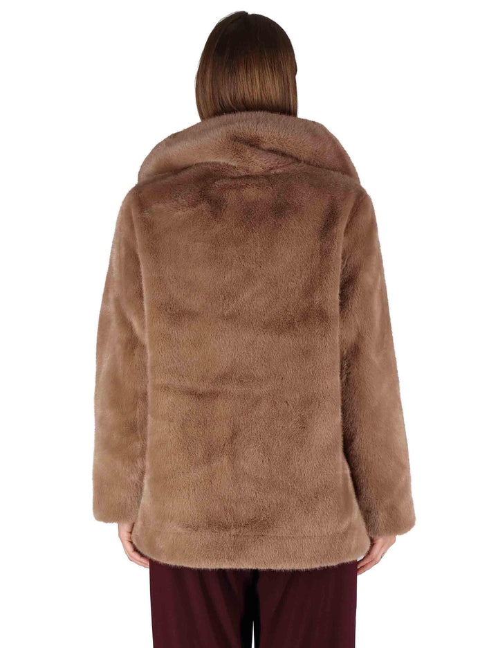 Giacche reversibili donna in eco fur marrone con zip SP25310 BROWN Spatarella 