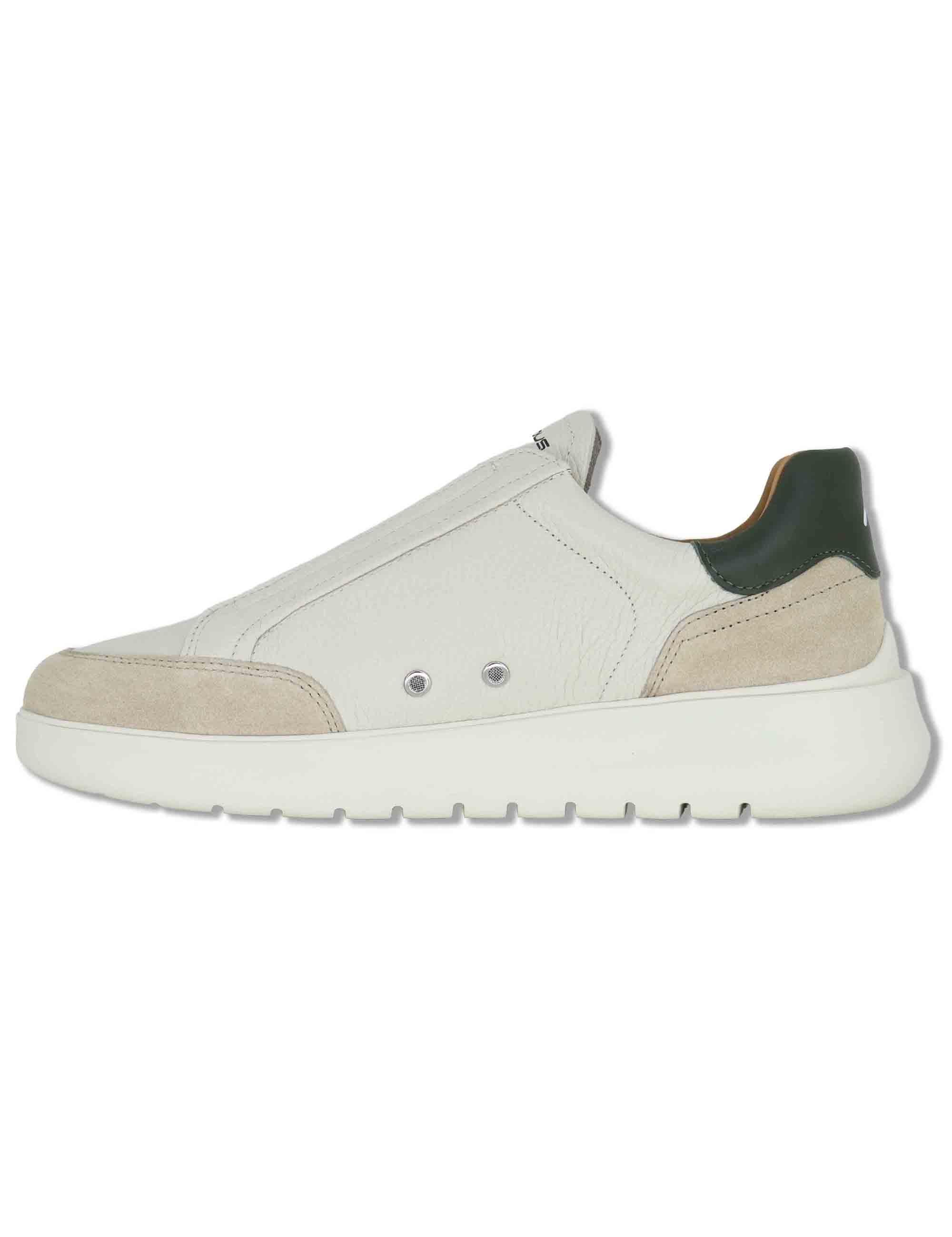 Sneakers uomo Hover in pelle beige con elastici e suola alta in gomma 13721A 7333AM Ambitious 