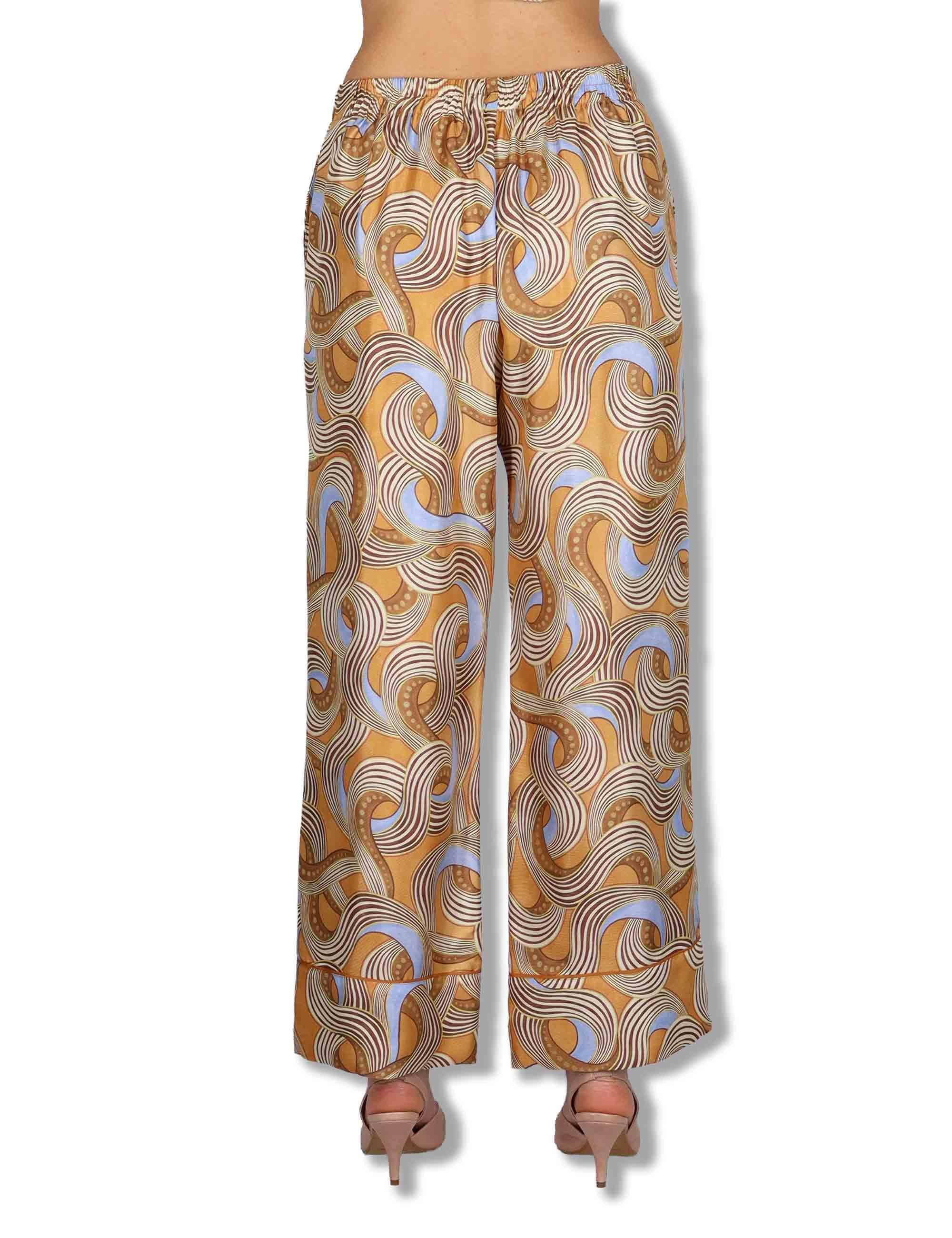 Pantaloni donna Collection Print in seta azzurra a fantasia JH807631027 A4164 Maliparmi 