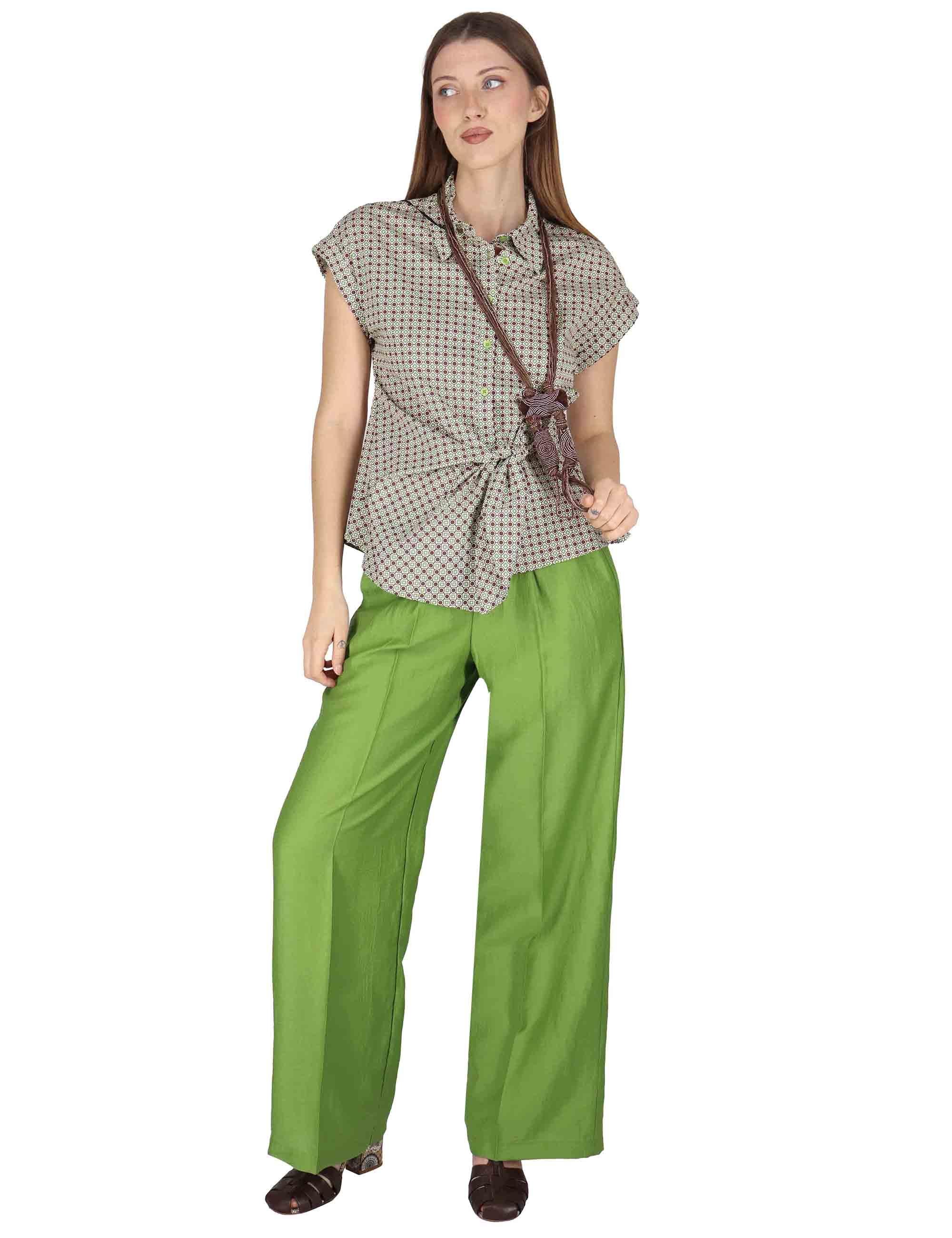 Camicie smanicate donna Knotted Shirt in cotone verde con cintura JABCM0001-F1385-1242 7046 Justmine 