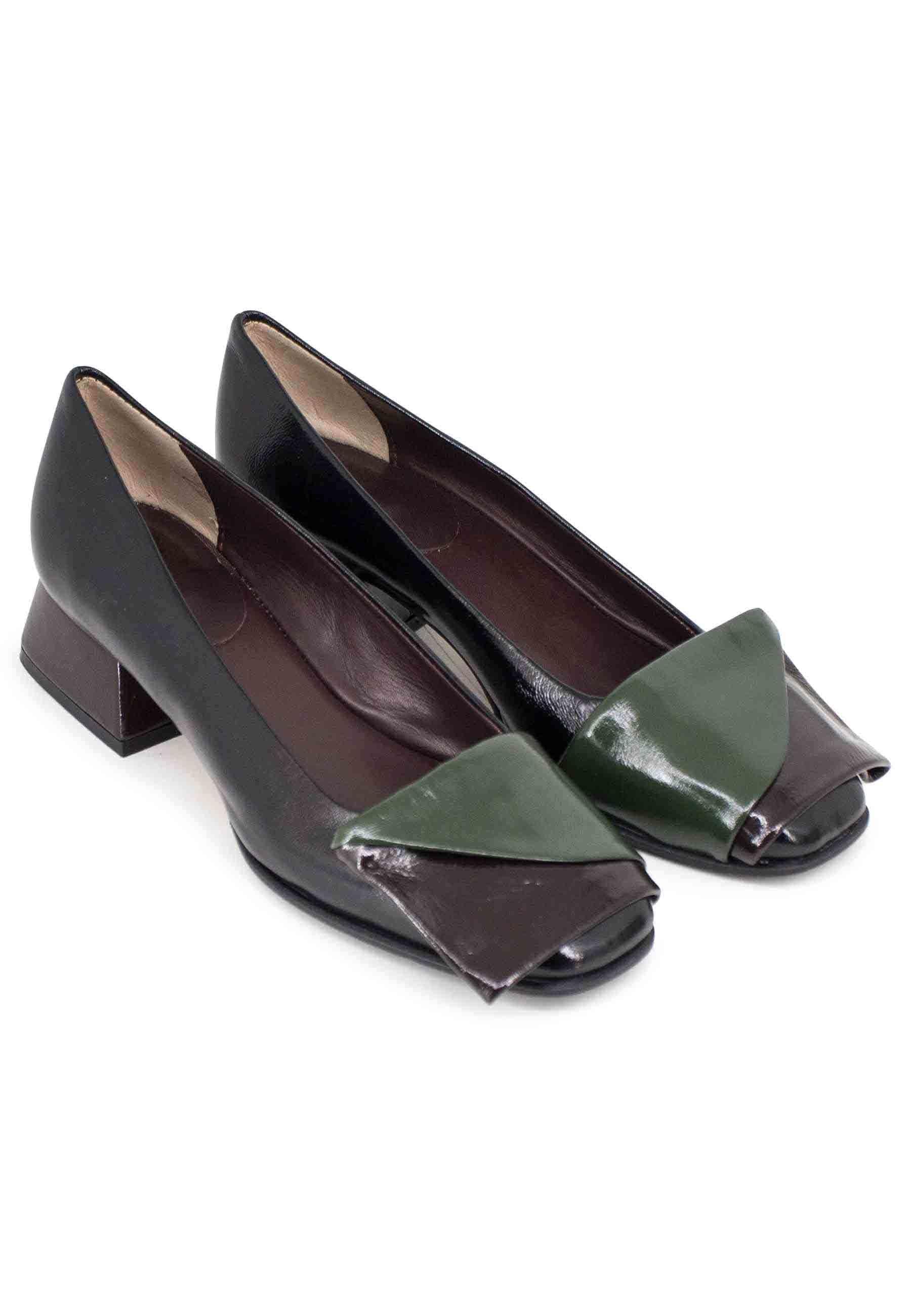 Decollete donna in pelle nero tacco basso DE1703/G 7 L'Arianna 