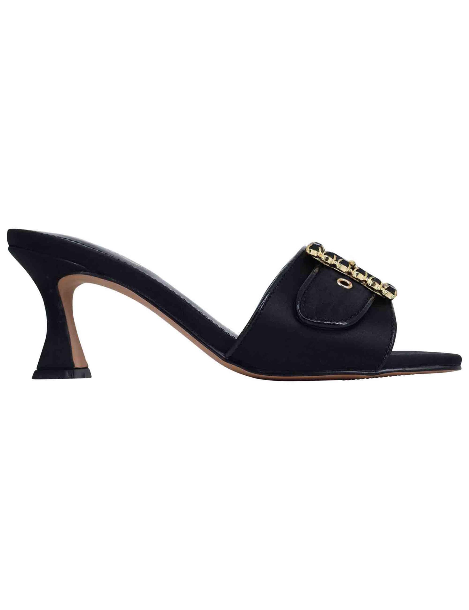 Sandali donna in tessuto nero con morsetto e tacco in tinta S4700186415H LUCIA 186 Exe 