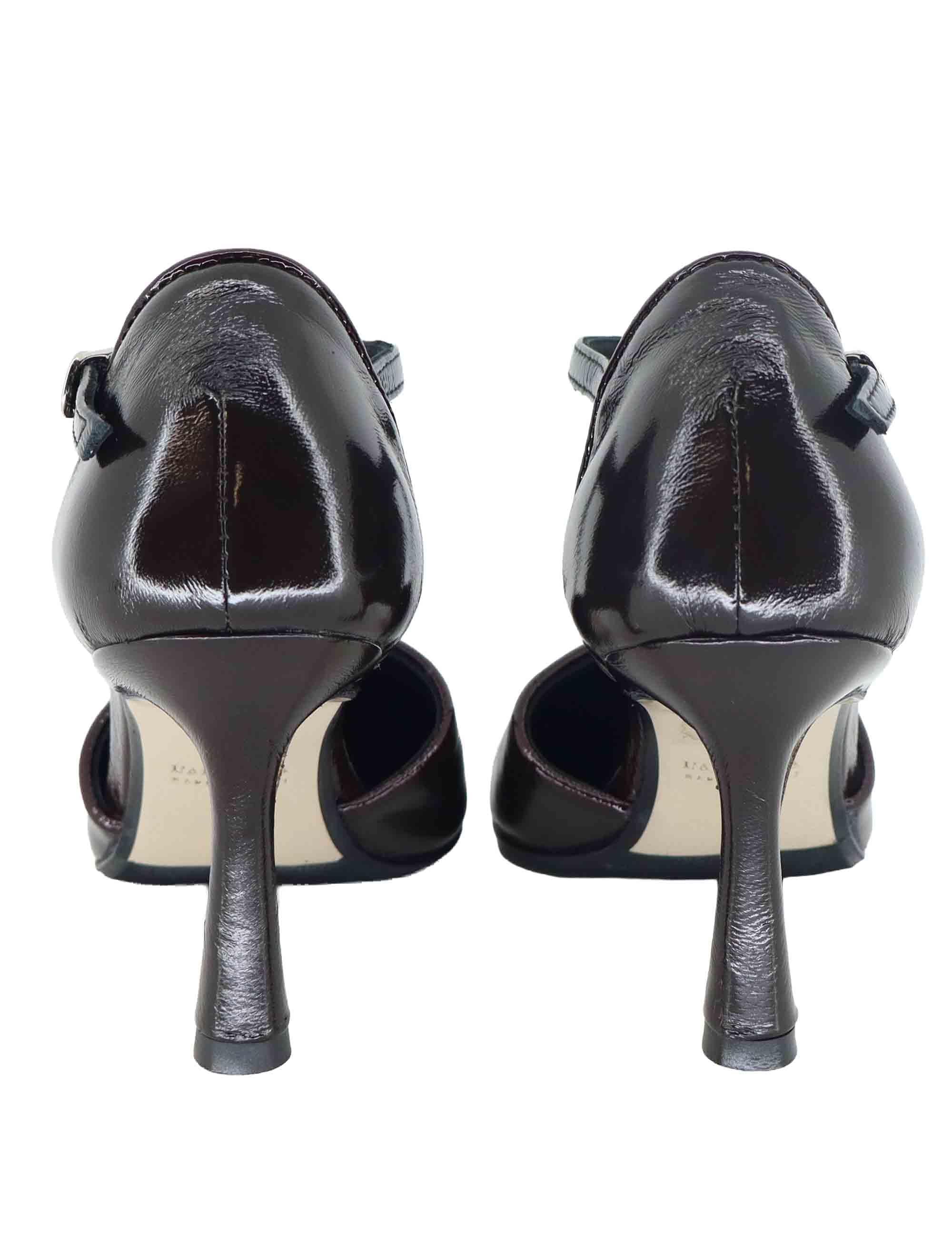 Decollete donna Mary Jane in pelle nera e marrone con tacco alto TG1660/RT 001 L'Arianna 