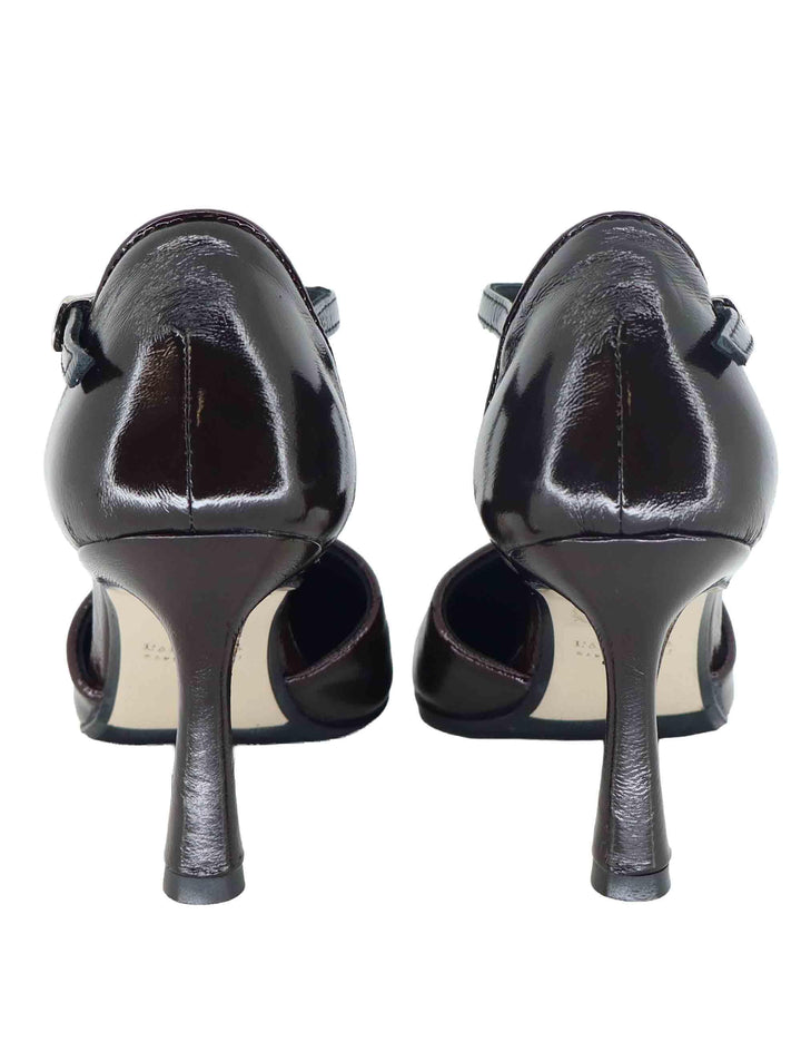 Decollete donna Mary Jane in pelle nera e marrone con tacco alto TG1660/RT 001 L'Arianna 