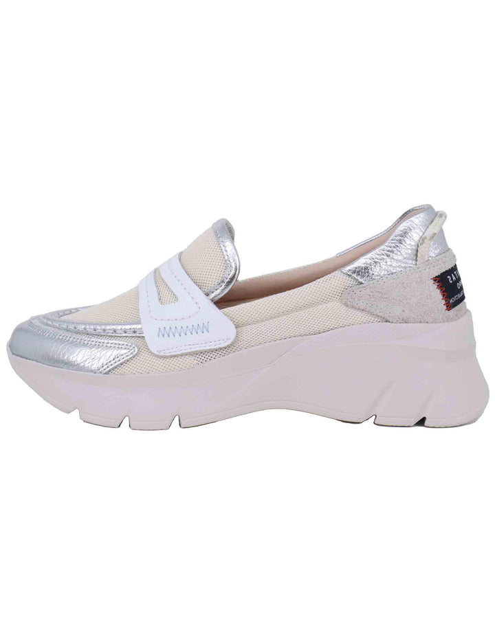 Mocassini donna in tessuto bianco con zeppa in gomma HV254001 C001 Hispanitas 