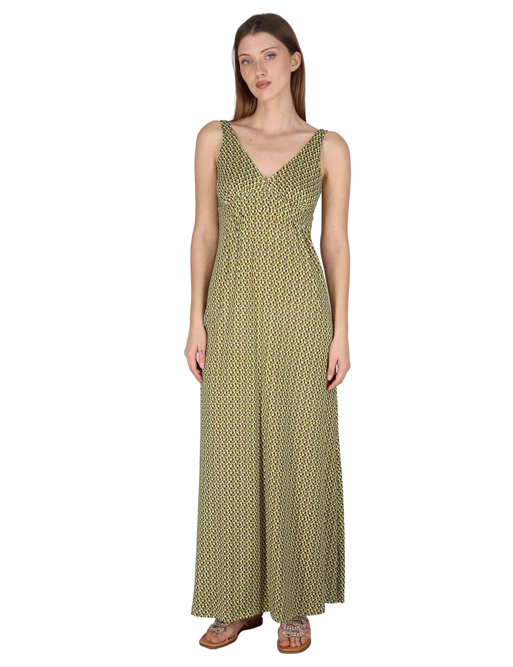 Abiti lunghi Empire donna in jersey verde con fantasia optical JFAAB0001-E2769-1245 7046 Justmine 