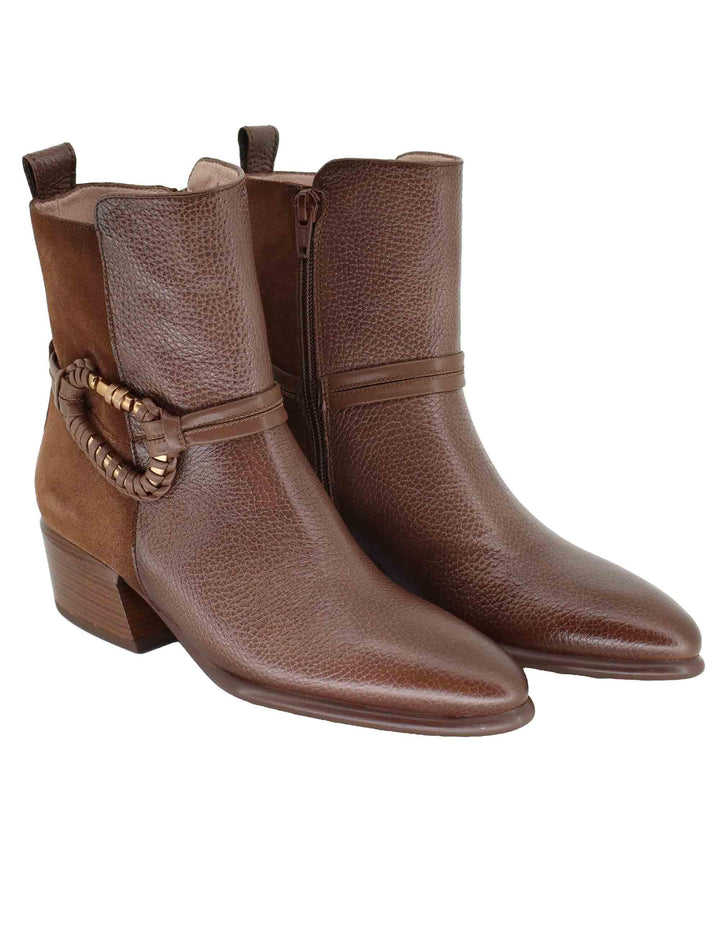 Stivaletti texani donna in pelle marrone con fibbia laterale PHI254297 C002 Hispanitas 