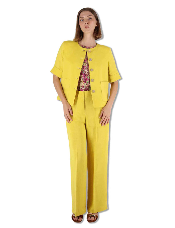 Giacche donna Timeless Linen in lino giallo con maniche 3/4 JD648140106 70008 Maliparmi 