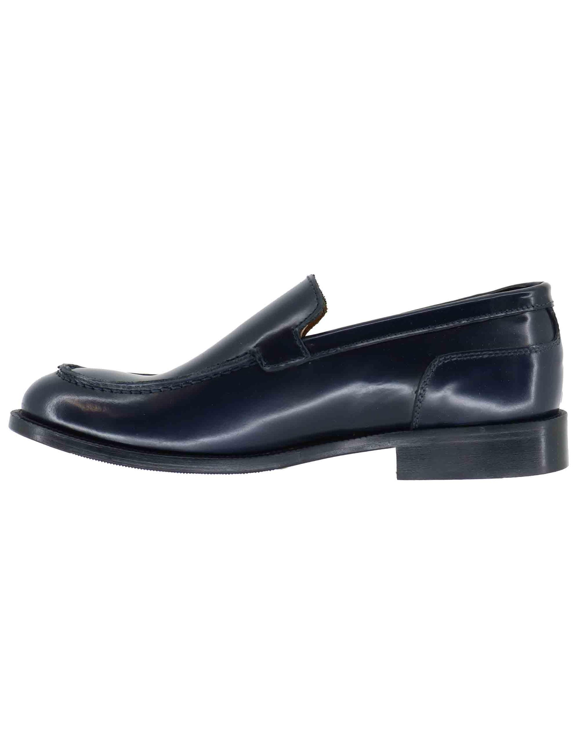 Mocassini uomo in pelle blu con patta liscia SPDU6013 002 Spatarella 
