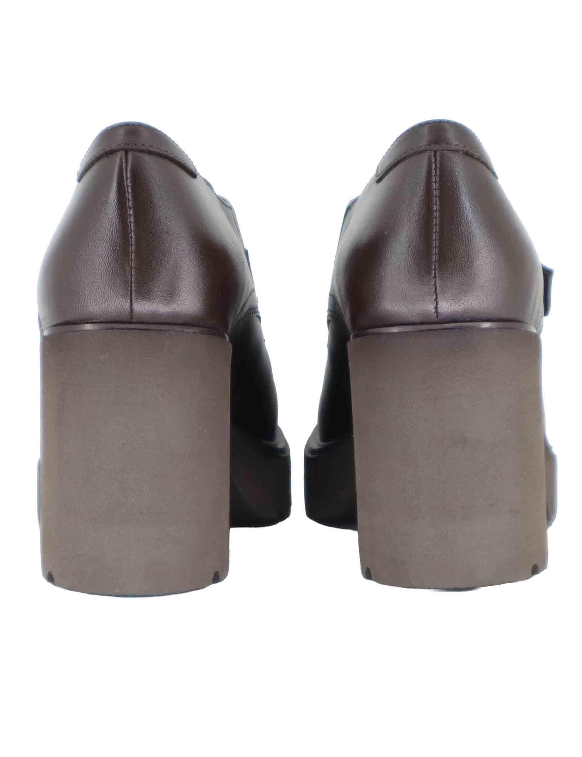 Mocassini donna in pelle testa di moro con fibbia laterale KILLEN STT WENGUE Unisa 